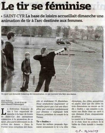 Article de Centre Presse, compte rendu de la journée de la femme qui a eut lieue au Parc de Saint Cyr dans la Vienne.